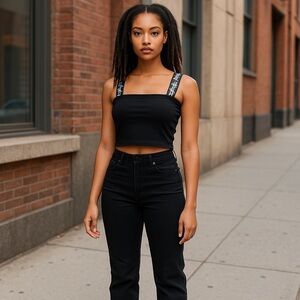 LF The Brand Sleeveless Black and White Crop‎ Top